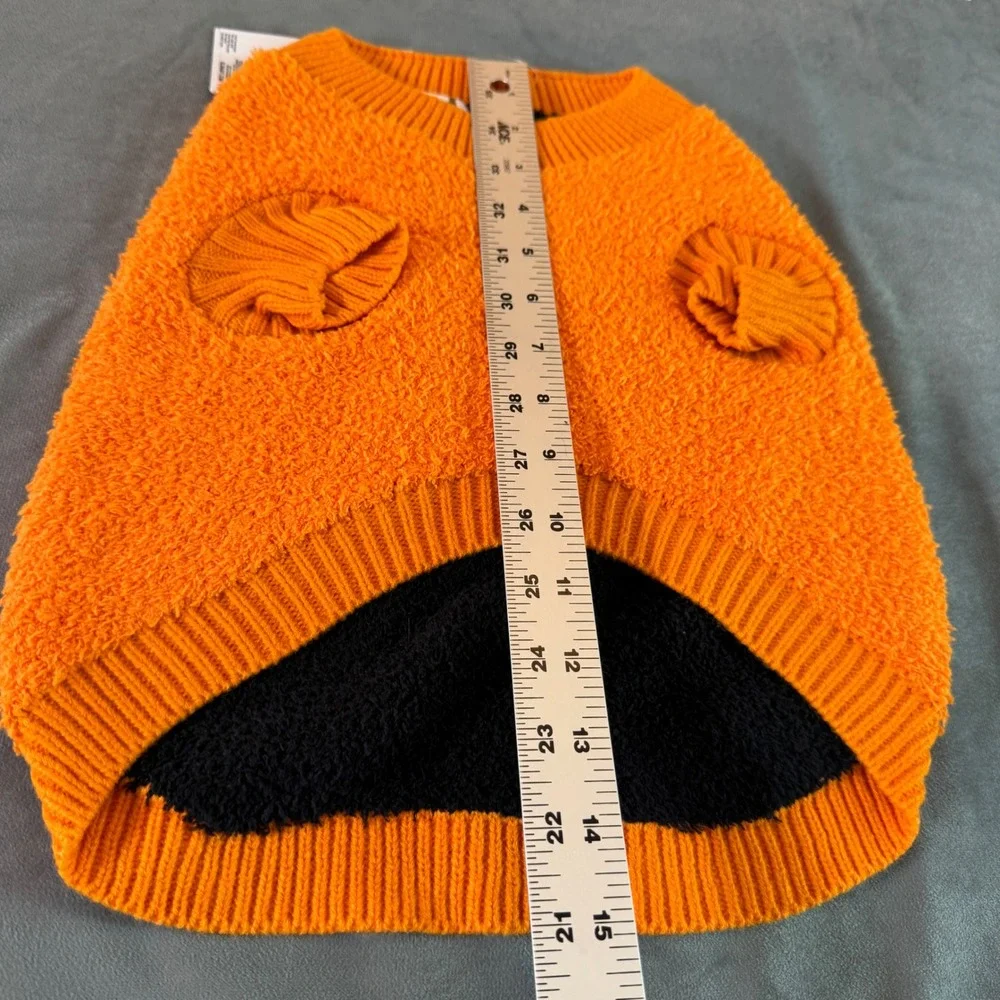 Old Navy Pet Sweater M Orange Jack-O-Lantern Pumpkin Halloween Spooky Fall